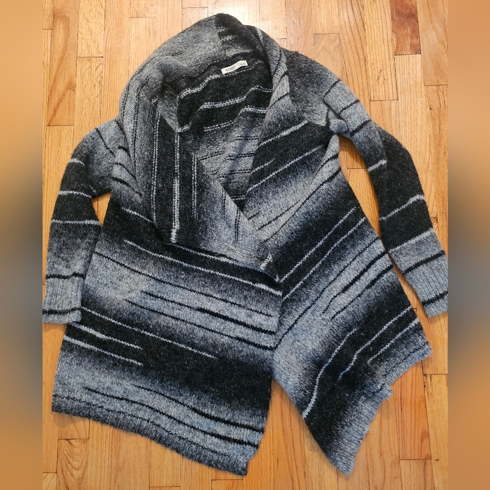 Old Navy Black and Gray Striped Open Front Cardigan